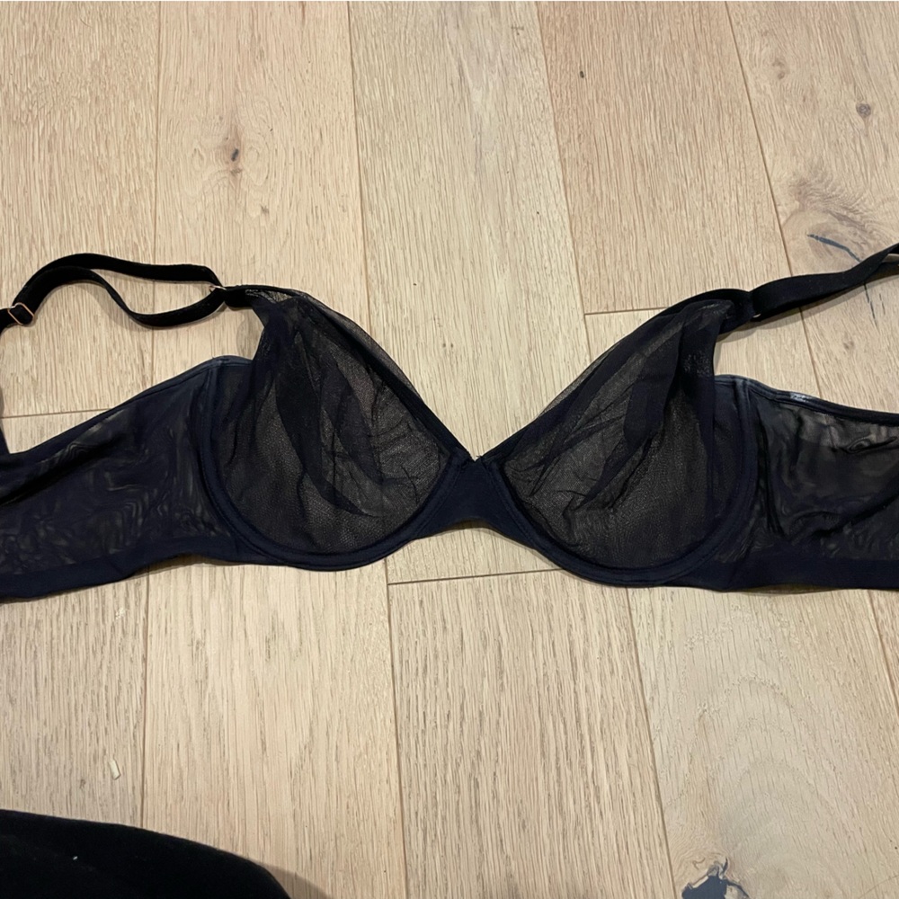 TWO Smart & Sexy Black Sheer Bras - black and light pink/nude